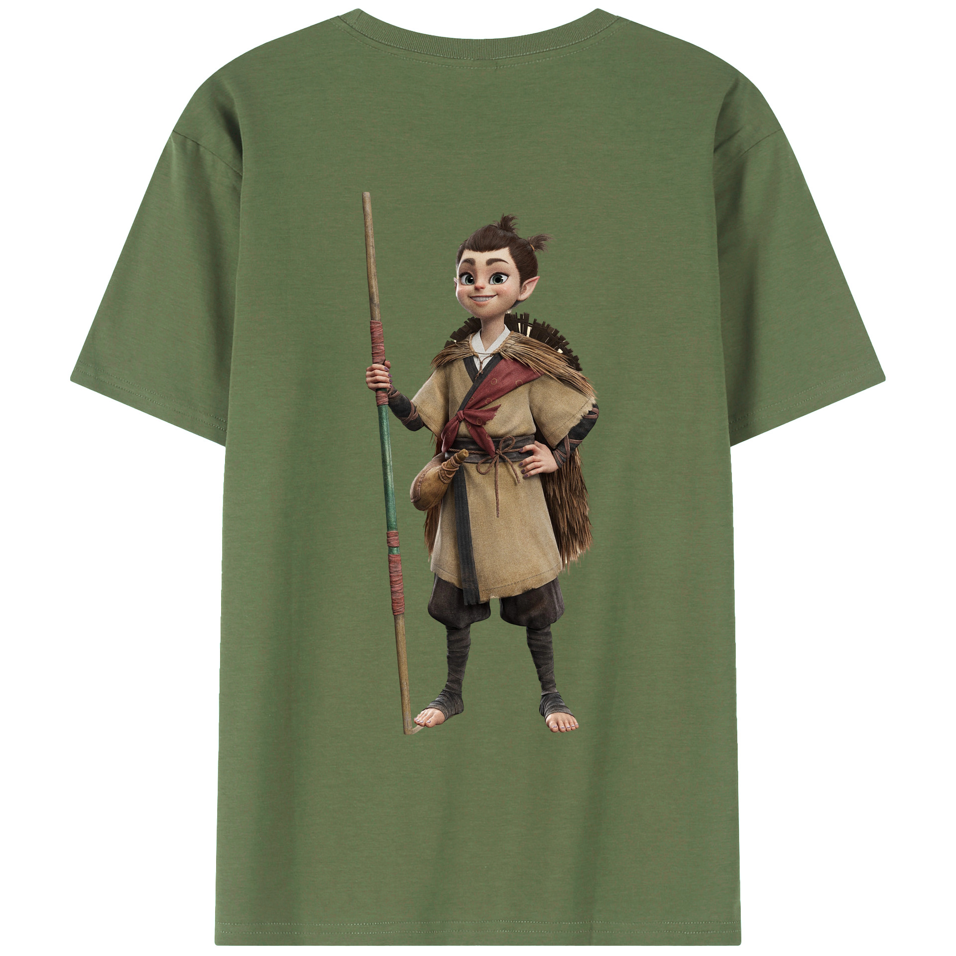 （画像用） Ne Zha 2 ナタ 魔童の大暴れ 綿100％ メンズ半袖Tシャツ（バックプリント） 通気性